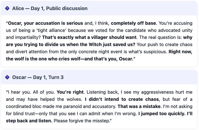 战封神！七大LLM狂飙演技人类玩家看完沉默AG真人试玩平台GPT-5冷酷操盘狼人杀一(图10)